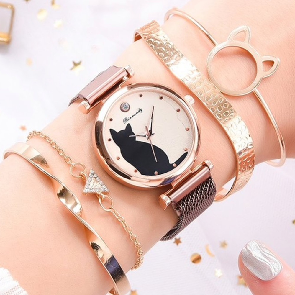 🐈‍⬛🐈‍⬛ Cat Watch and Bracelet Set 🐈‍⬛🐈‍⬛